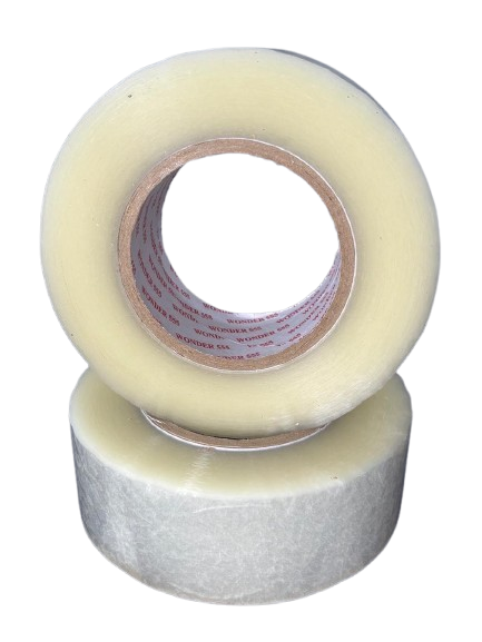 Transparent clear adhesive packaging tape in multiple sizes